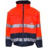 Planam HIGH VISIBLE Zimná reflexná bunda dvojfarebná 3XL, Oranžová-Námornícka modrá