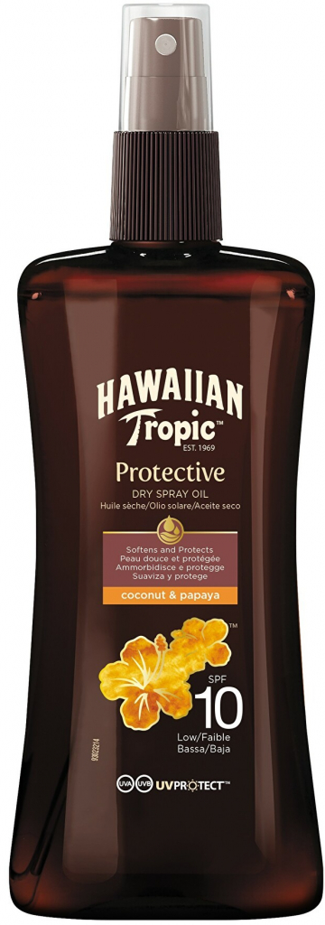 Hawaiian Tropic Protective vodeodolný ochranný suchý olej na opaľovanie SPF10 200 ml