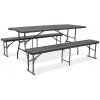 CATERING set stôl 180 cm + 2x lavica Grafitové drevo - Bjørkka