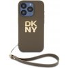 DKNY PU Leather Stack Logo Wrist Strap pre Apple iPhone 14 Pro, zelená