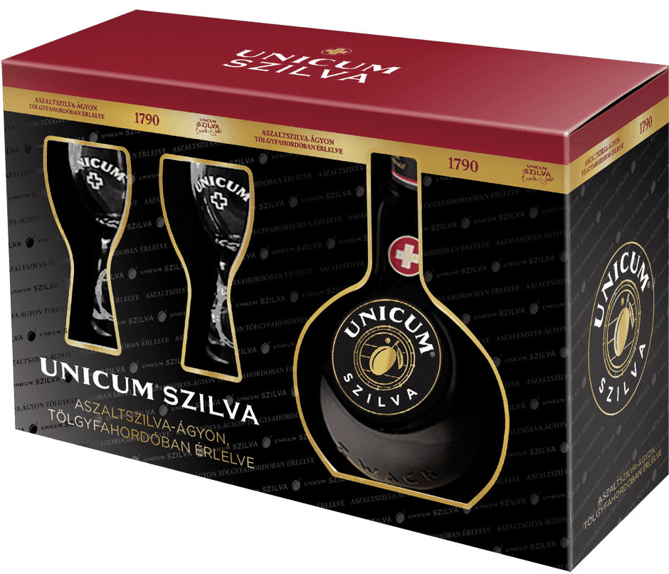 Zwack Unicum Szilva 34,5% 0,7 l dárčekové balenie 2 poháre)