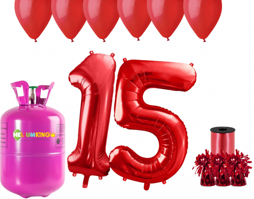 HeliumKing Hélium párty set na 15. narodeniny s červenými balónmi od 59