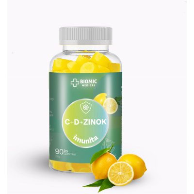 Biomic Vitamín C+D+Zinok Gummies Imunita 90 želé pastiliek citrón