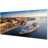 Sklenený obklad do kuchyne Loď sea city sky 100x50 cm