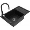 MEXEN/S MEXEN/S - Elias Elias granitový drez 1-miska s odkvapkávačom vrátane batérie Savita, čierna 6511-77-672601-70-B