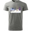 Panoráma lyžovania - Klasické pánske tričko vyššej gramáže - 2XL ( Tmavosivý melír )