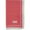 Bavlnený červeno-biely obrus - behúň so srdiečkovým motívom, visačkou a čipkovaným lemovaním 45 x 150 cm Isabelle Rose 42144