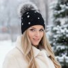 Luxusná čiapka s brmbolcom z pravej kožušiny WILLI EGINA-AT čierna Veľkosť: 56
