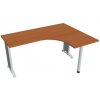 Pracovný stôl Flex, ergo, ľavý, 160x75,5x120 (60x60) cm, čerešňa/kov