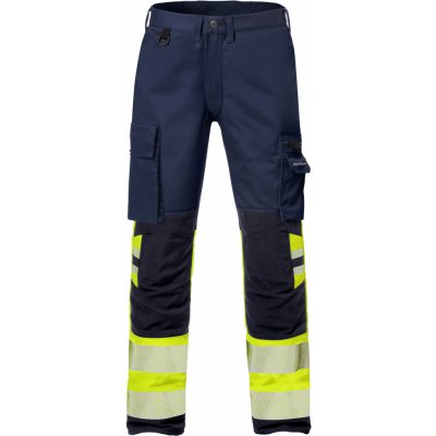 Fristads Výstražné strečové nohavice 2705 PLU Výstražná žltá Námornícka modrá