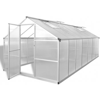 vidaXL Spevnený hliníkový skleník so základňou 10,525 m2