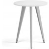 Konferenčný stôl PRIMO VIBE, priemer 60 cm, sivostrieborná podnož, biela
