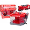 LEAN TOYS Hasičská garáž s umývacou stanicou, hasičské auto