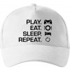 Play Eat Sleep Repeat game - Šiltovka so zahnutým šiltom a mosaznou sponou - Univerzálna veľkosť ( Biela )