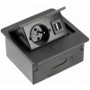 Nábytková zásuvka výsuvná, 1x230V+2xUSB A., 1,5m prívodný kábel, čierna (GTV)