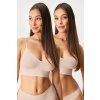 Astratex 2PACK podprsenka RIB Bralette bez kostíc béžová