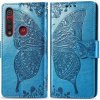 Peňaženkové kožené puzdro na Motorola Moto G8 Play - Modrá
