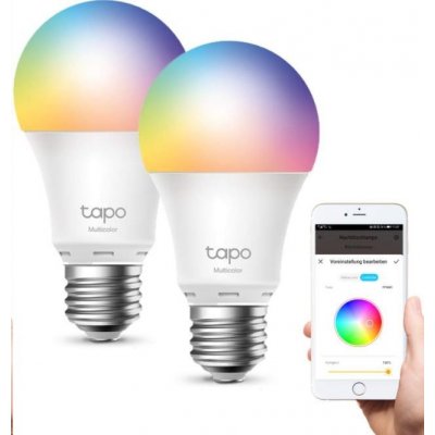 TP-Link Tapo L530E 2-pack chytrá WiFi stmívatelná LED žárovka barevná,2500K-6500K,806lm,2,4GHz,E27