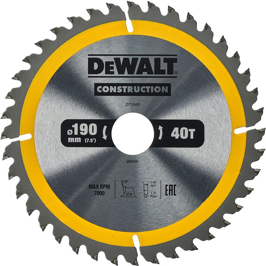 DeWALT DT1945 Pílový kotúč CONSTRUCTION, 190 x 30 mm, 40 zubov