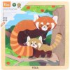 Viga Drevené puzzle 9 dielikov - panda červená