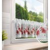 Vitrážková záclona s červenými makmi biela Šírka 150 cm | Dĺžka 30 cm