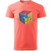 Rubikova kocka kreslená - Klasické pánske tričko vyššej gramáže - XS ( Korálová )