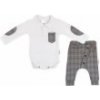 Baby Nellys 2-dielna sada Robert, body s golierom, nohavice Baggy-šedé kárko, veľ. 80