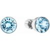 Strieborné náušnice pecka so Swarovski kryštálmi modré okrúhle 31113.3 aqua