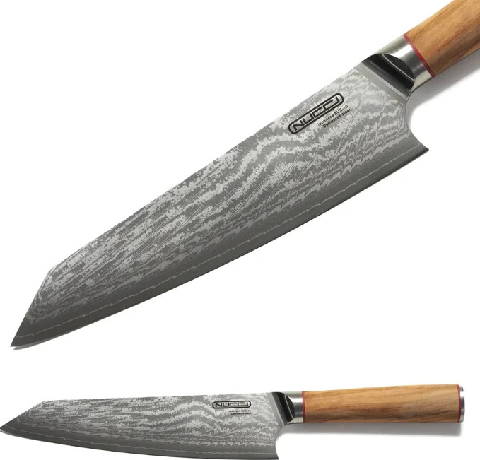 NUCCI Gyuto 20 cm - univerzálny kuchynský damaškový nôž s rukoväťou z olivového dreva CLASSE ITALY
