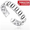 Šperky eshop - Magnetický wolfrámový náramok - široké H články striebornej farby Q8.10