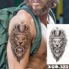 REBELULU Vodeodolné dočasné tetovačky pre ženy Fejkové tetovanie Dočasné tetovanie Lion Skull Koruna Lev Lebka Tattoo Sticker Waterproof Tattoo Body Art Arm Fake Tattoo Men Women