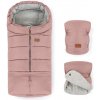 Fusak do kočíka Petite&Mars Set zimný fusak Jibot 3v1 + rukavice na kočík Jasie Dusty Pink (8596202003861)