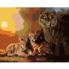 Diamondi Diamantové maľovanie - TIGER S MLÁĎATAMI A ZÁPAD SLNKA (D. RUSTY RUST) Rámovanie: vypnuté plátno na rám, Rozmer: 40x50 cm
