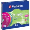 Verbatim VERBATIM CD-RW SERL 700MB, 12x, colour, slim case 5 ks