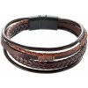 Náramok pánsky s koženkovými pásikmi a sponou na magnet 43023.3 hnedý
