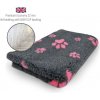 DRYBED Premium Vet Bed Economy 22 mm antracitový + ružové labky 150 x 100 cm