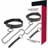 Darkness Thin Black Full Collar With Leash - Obojok S Vodítkom