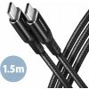 AXAGON BUCM-CM15AB, HQ kábel USB-C USB-C, 1.5 m, USB 2.0, PD 60W 3A, ALU, opletenie, čierny BUCM-CM15AB