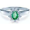 Zásnubný prsteň SAVICKI: biele zlato, smaragd, diamanty - SAVST06