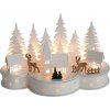 Dekorácia MagicHome Vianoce, Dedinka s jeleňmi, 10 LED teplá biela, 2xAA, MDF, 30x14x19,5 cm