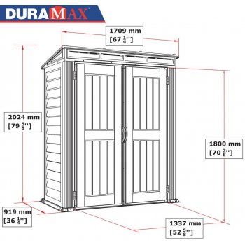 DURAMAX YardMate Pent 5'x3', 1,6 m² - sivý + podlahová konštrukcia DURAMAX 05325
