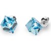 Náušnice so Swarovski Elements Medium Cube Studs K48416AQ Aqua 6 mm
