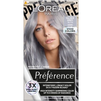 L'Oreal Paris, Preference Vivid Colors permanentná farba na vlasy 10.112 Silver Grey