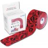 Kineziologický tejp BB Tape s designem černých lebek - 5mx5cm Barva: červená