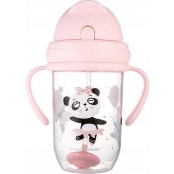 Canpol Babies nevylievací hrnček so slamkou a závažím Exotic Panda ružový 270 ml