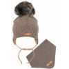 Jesenná dojčenská čiapočka so šatkou na krk New Baby Special One hnedá - 74 (6-9m)