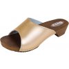 Elegantné dámske šľapkové dreváky W40 zlaté - 38 / zlatá
