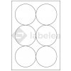Labelea Samolepiace etikety kruh 95x95 mm biele papierové, na hárku A4, pre laserovú a atramentovú tlač, Farba etikiet Biela, Počet hárkov v balení 100 EPY999095W006S