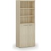 Kombinovaná kancelárska skriňa PRIMO WOOD, dvere na 3 poschodia, 800 x 420 x 2128 mm, dub prírodný
