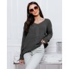 Fashionweek Luxusný sveter dámsky s výstrihom do V NB6482 Farba: grafit, Veľkosť: Universal